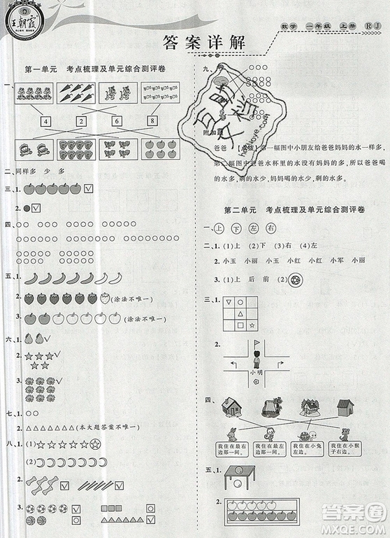 江西人民出版社2019年王朝霞考點(diǎn)梳理時(shí)習(xí)卷一年級數(shù)學(xué)上冊人教版答案