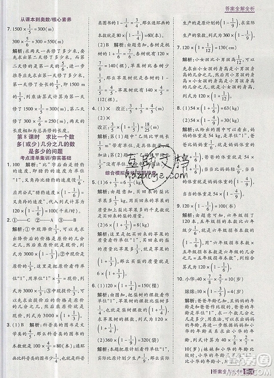 2019年考點集訓(xùn)與滿分備考六年級數(shù)學(xué)上冊人教版答案