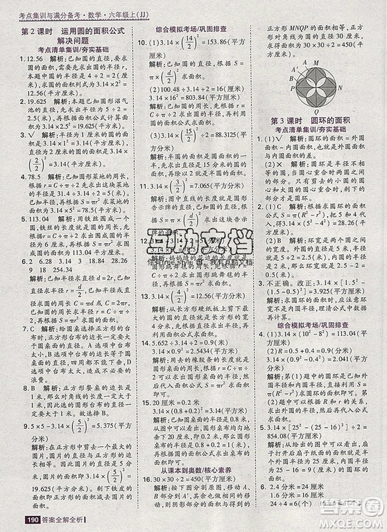 2019年考點集訓與滿分備考六年級數(shù)學上冊冀教版答案