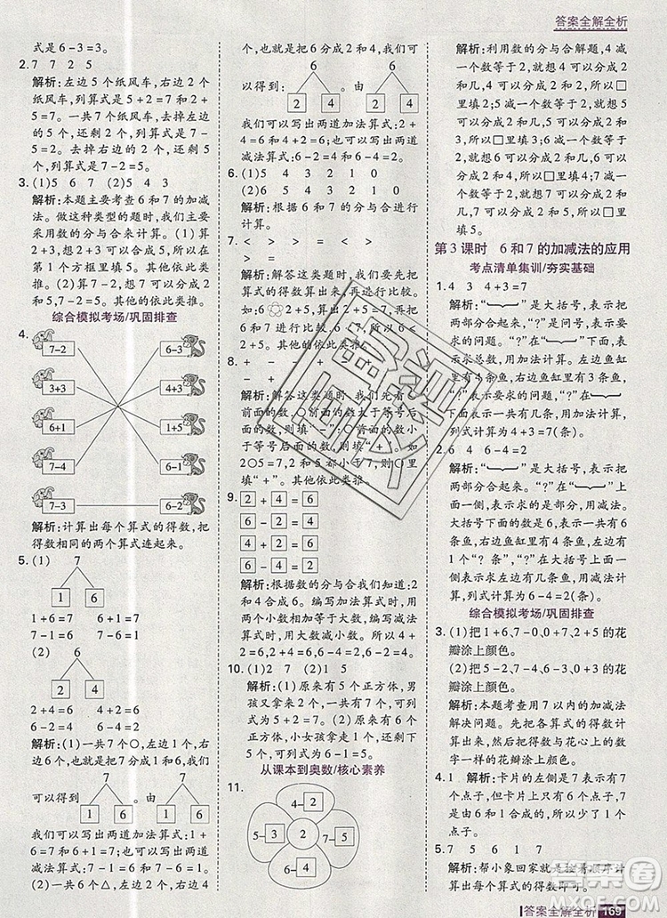 2019年考點(diǎn)集訓(xùn)與滿分備考一年級(jí)數(shù)學(xué)上冊人教版答案