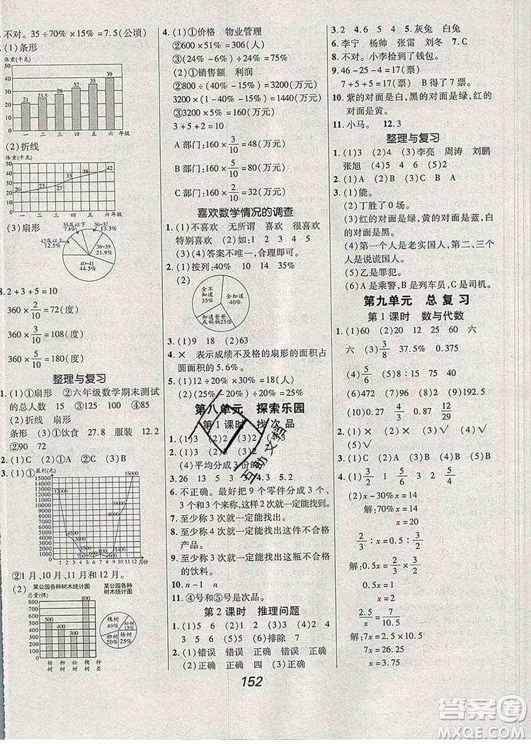 2019年冀教版全優(yōu)課堂考點(diǎn)集訓(xùn)與滿分備考六年級數(shù)學(xué)上冊答案