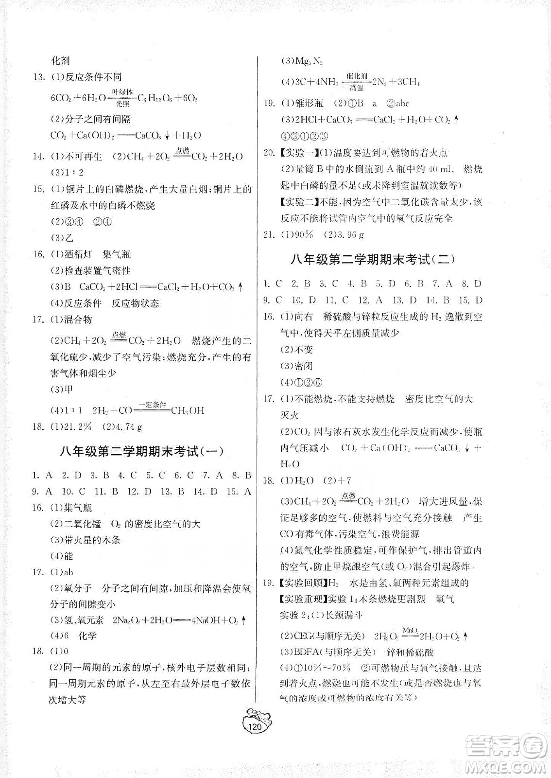 山東人民出版社2019初中單元測(cè)試卷八年級(jí)化學(xué)全一冊(cè)54學(xué)制魯教版答案