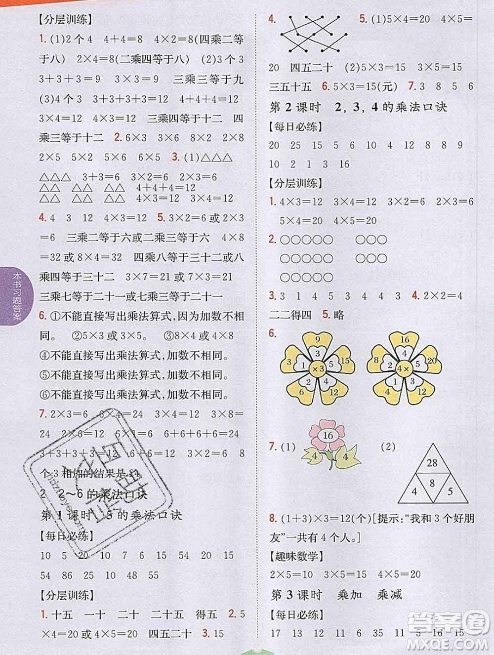 吉林人民出版社2019年小學(xué)教材全解讀二年級(jí)數(shù)學(xué)上冊(cè)人教版答案