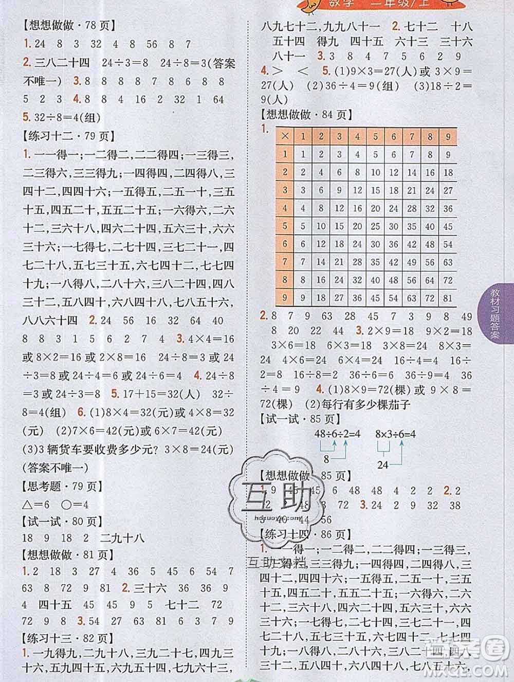 吉林人民出版社2019年小學(xué)教材全解讀二年級(jí)數(shù)學(xué)上冊(cè)江蘇版答案