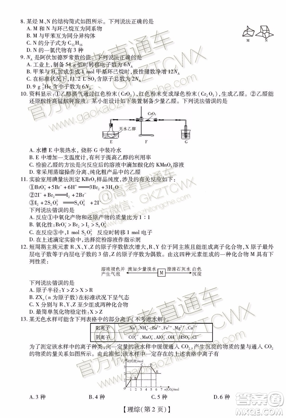 2020屆廣東省高三年級(jí)第一次教學(xué)質(zhì)量檢測(cè)理科綜合試題及答案