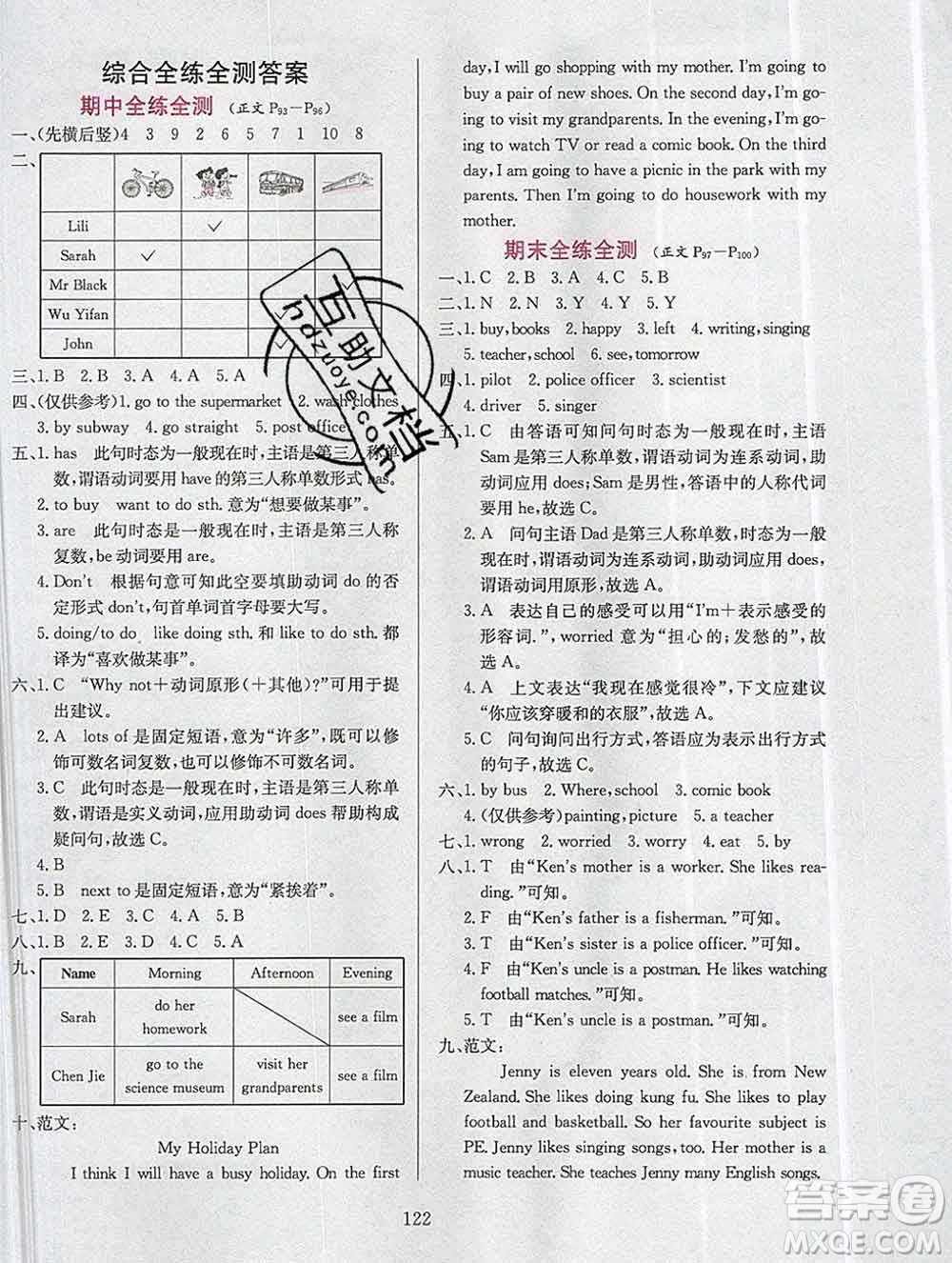 陜西人民教育出版社2019年小學(xué)教材全練六年級英語上冊人教版答案