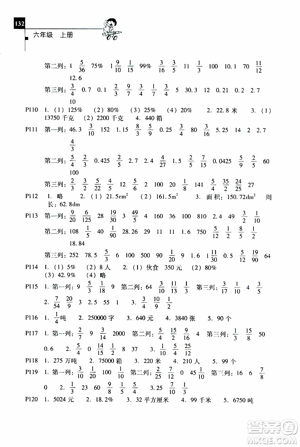 2019年一線名師口算應(yīng)用題天天練一本全六年級上冊參考答案