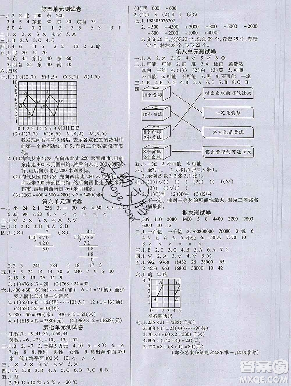 沈陽出版社2019秋優(yōu)秀三好生四年級(jí)數(shù)學(xué)上冊(cè)北師大版B版答案