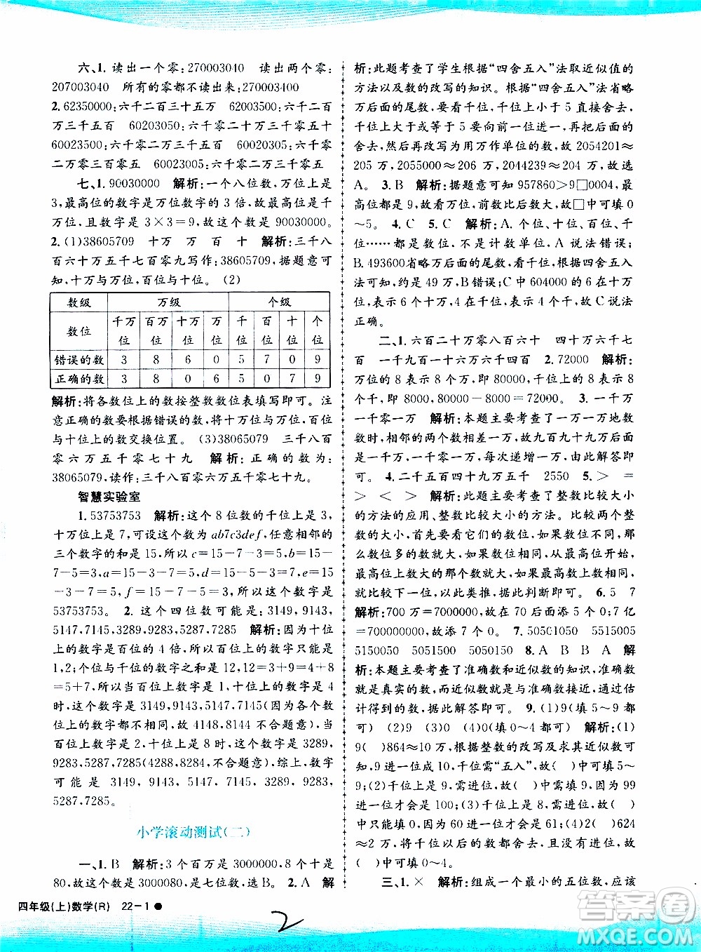 孟建平系列叢書(shū)2019年小學(xué)滾動(dòng)測(cè)試數(shù)學(xué)四年級(jí)上冊(cè)R人教版參考答案