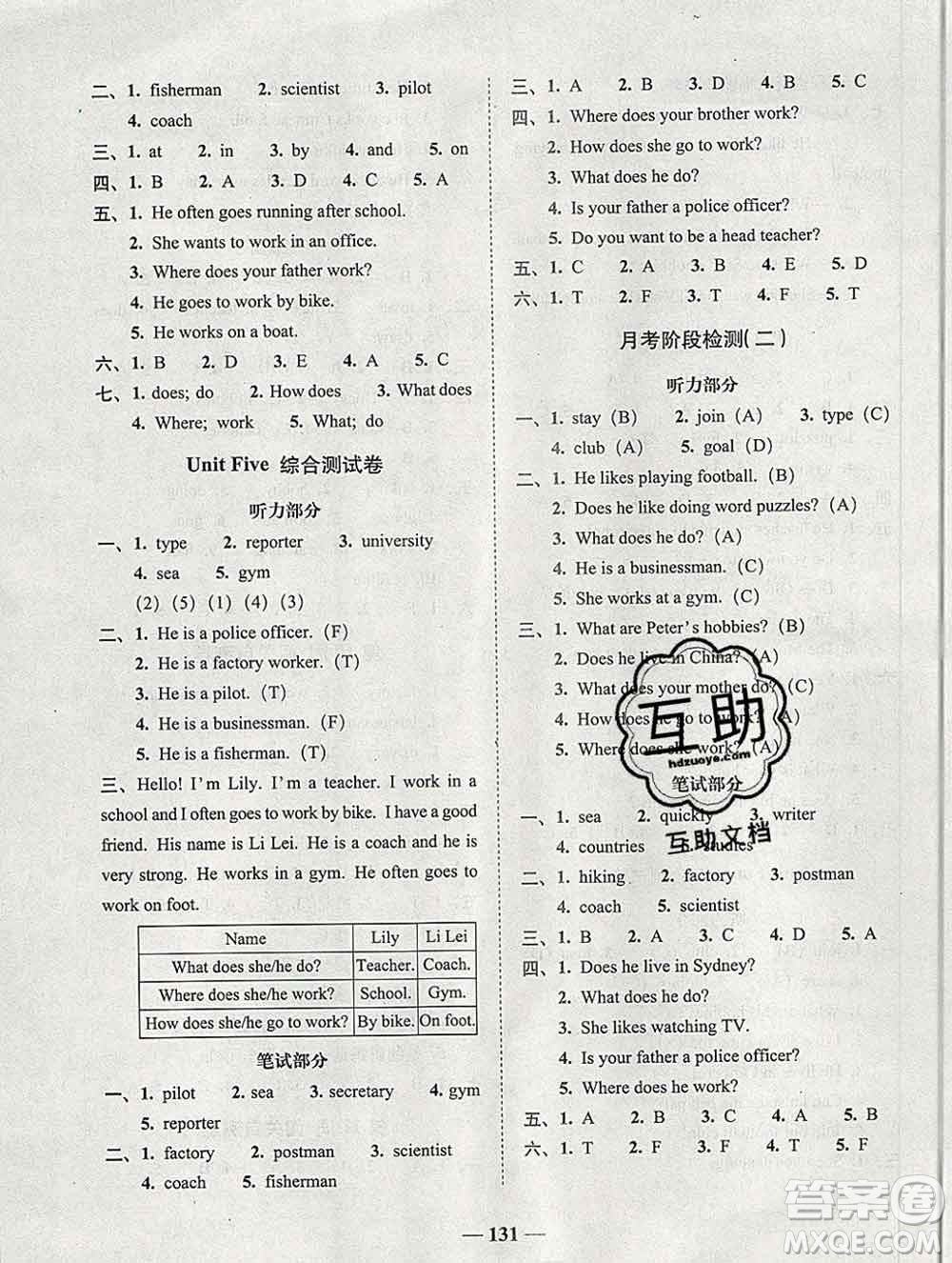 2019秋A+全程練考卷六年級(jí)上冊(cè)英語(yǔ)人教版參考答案