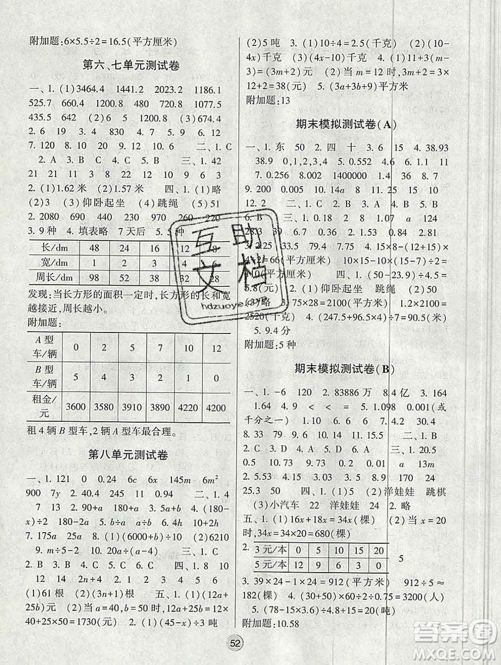 河海大學出版社2019新版經(jīng)綸學典棒棒堂五年級數(shù)學上冊江蘇版答案