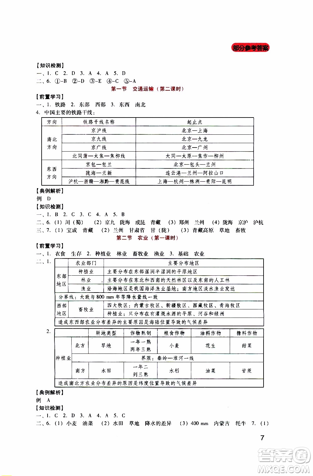 2019年新課程實(shí)踐與探究叢書地理八年級(jí)上冊(cè)人教版參考答案