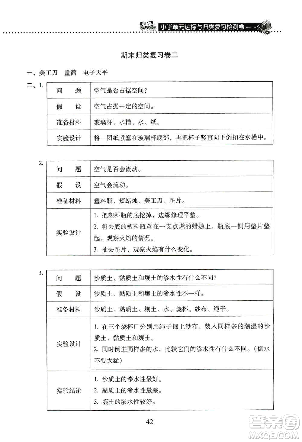 晨光出版社2019晨光全優(yōu)小學(xué)單元達(dá)標(biāo)與歸類復(fù)習(xí)檢測卷三年級科學(xué)上冊蘇科版答案