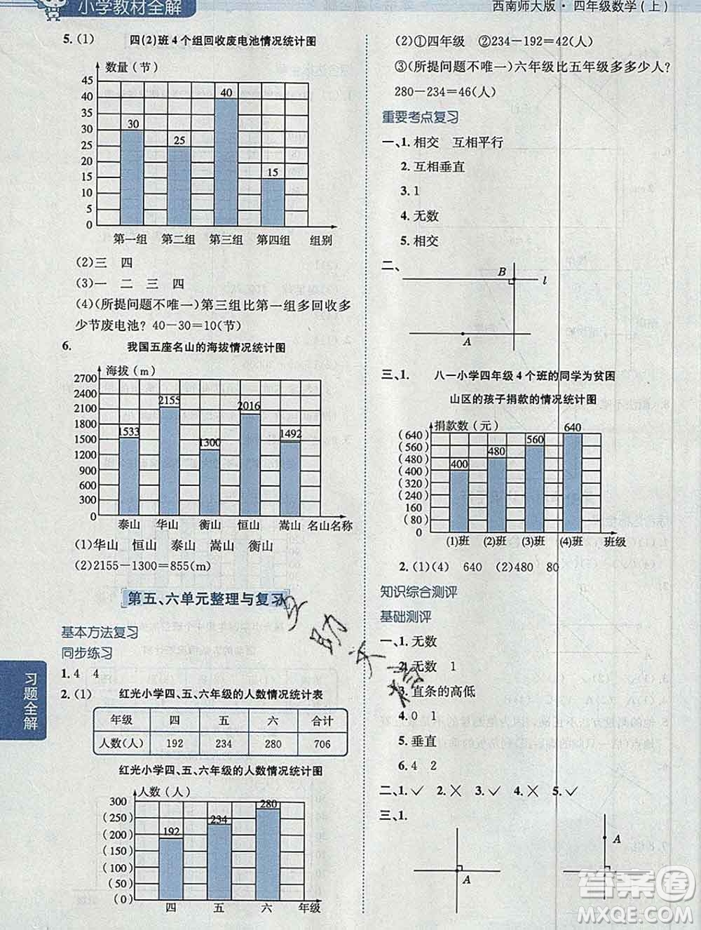 陜西人民教育出版社2019秋小學(xué)教材全解四年級數(shù)學(xué)上冊西師版答案