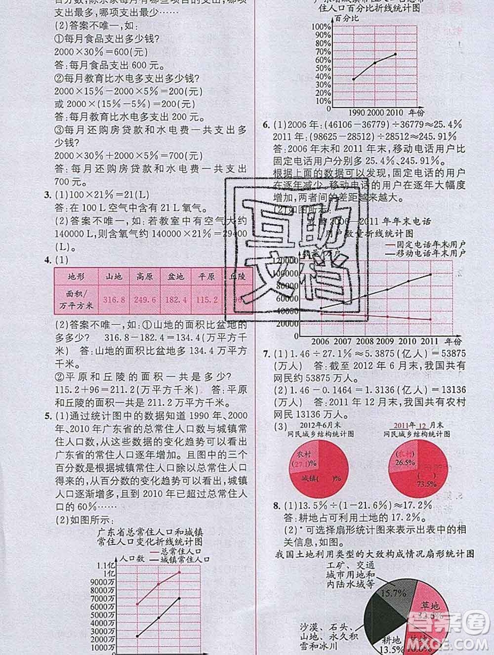 新疆青少年出版社2019秋人教版教材全解1加1六年級數(shù)學(xué)上冊答案