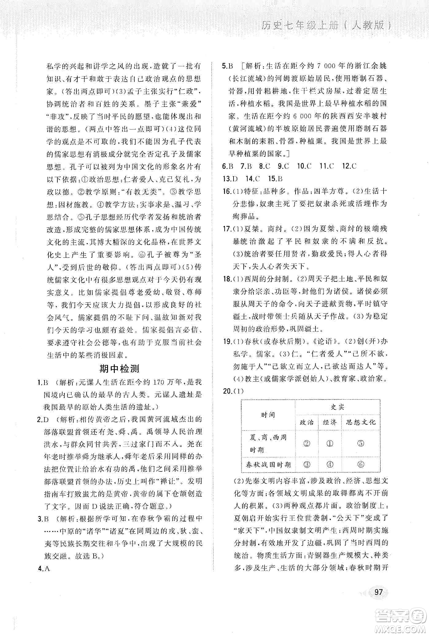 河北教育出版社2019步步升全優(yōu)作業(yè)本歷史七年級(jí)上冊人教版答案