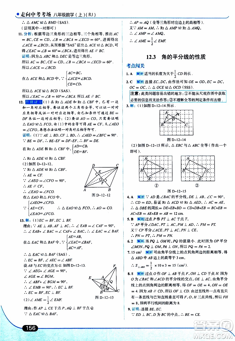 金星教育2019年走向中考考場(chǎng)八年級(jí)上數(shù)學(xué)RJ人教版參考答案