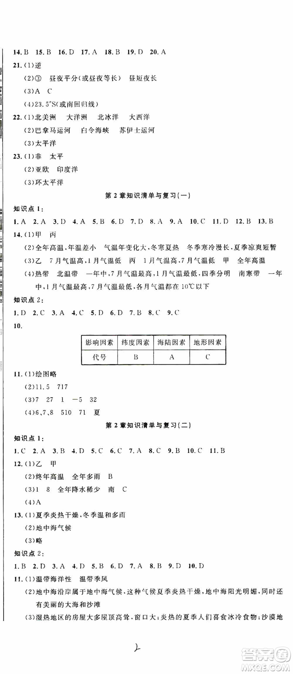 湖北教育出版社2019全優(yōu)標(biāo)準(zhǔn)卷8年級(jí)地理上冊(cè)答案