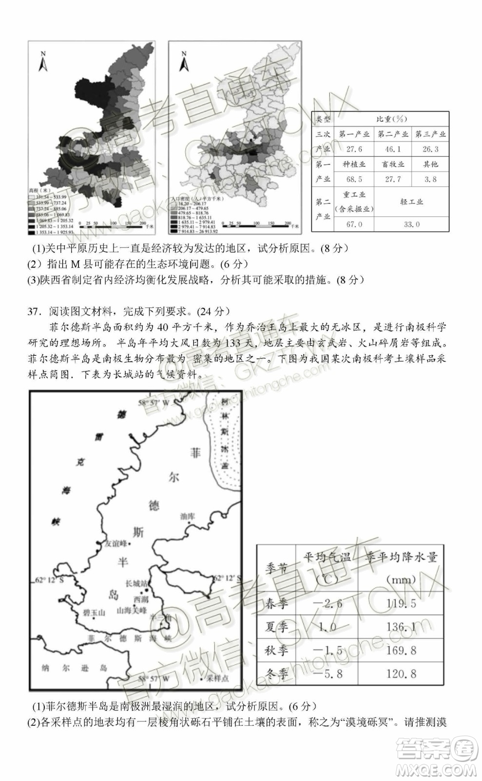 重慶巴蜀中學2020屆高三一診模擬測試卷文綜試題答案