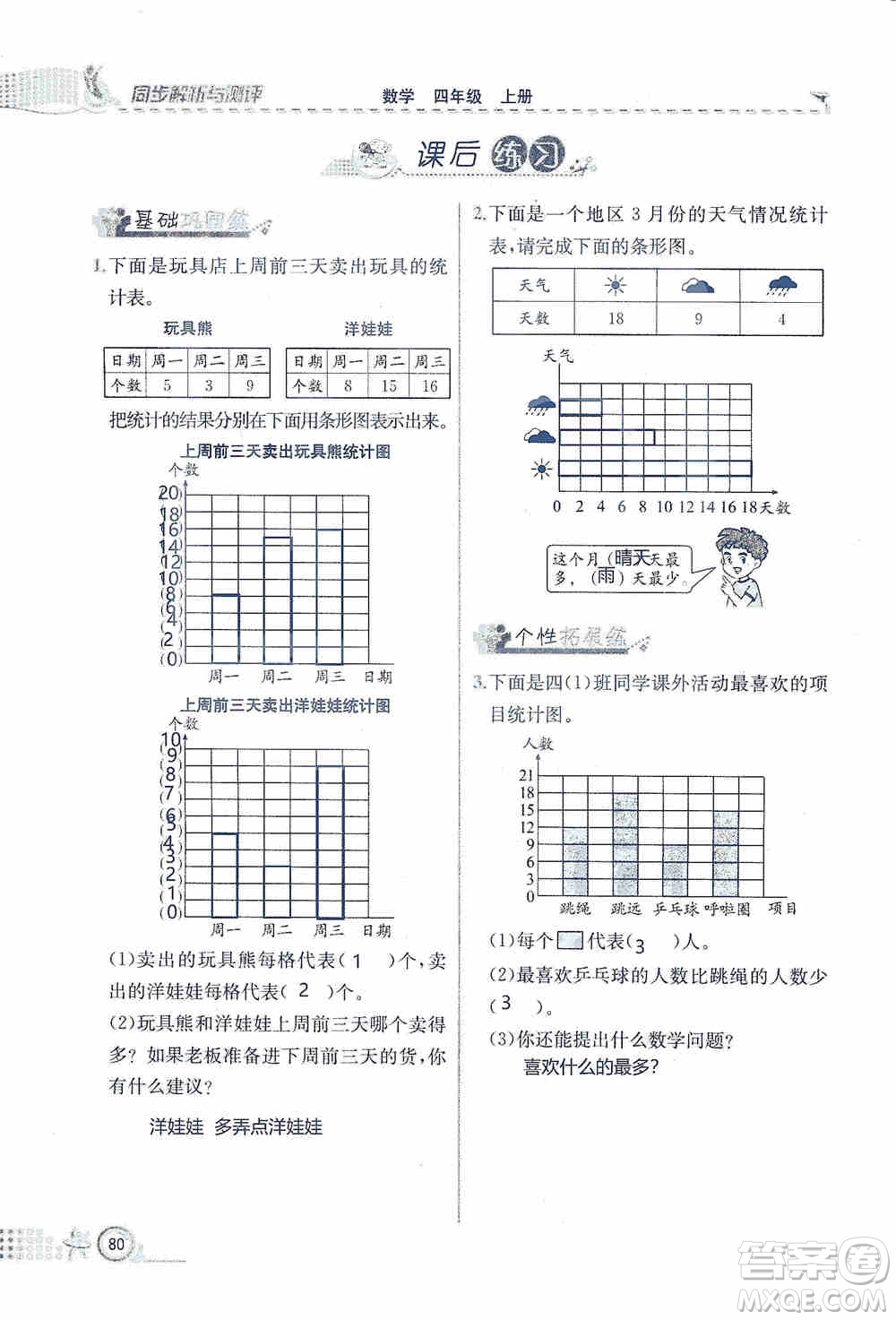 云南科技出版社2019創(chuàng)新成功學習同步導學同步解析與測評數(shù)學四年級上冊人教版答案