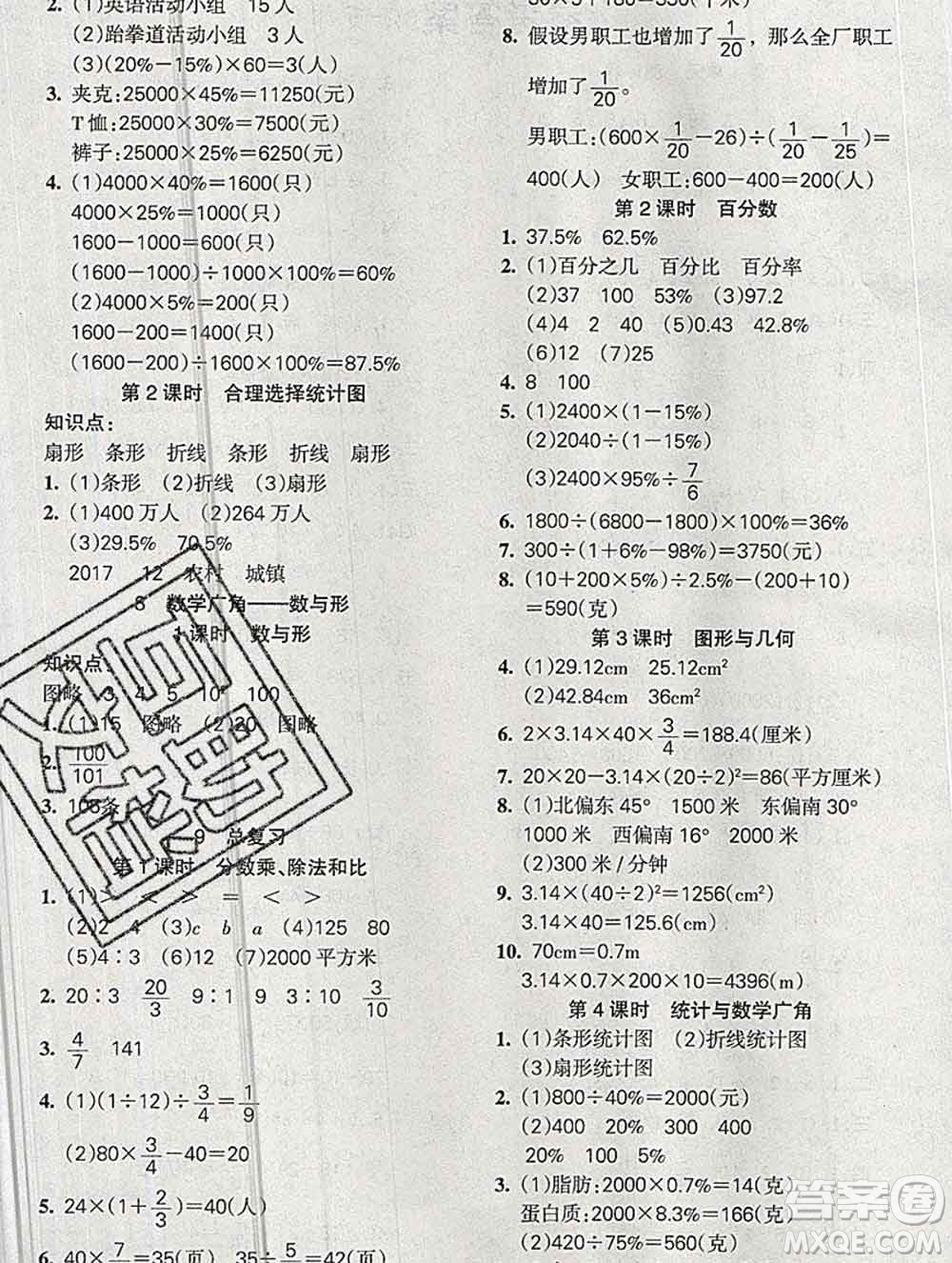 2019秋整合集訓(xùn)隨堂檢測(cè)天天練六年級(jí)數(shù)學(xué)上冊(cè)人教版答案