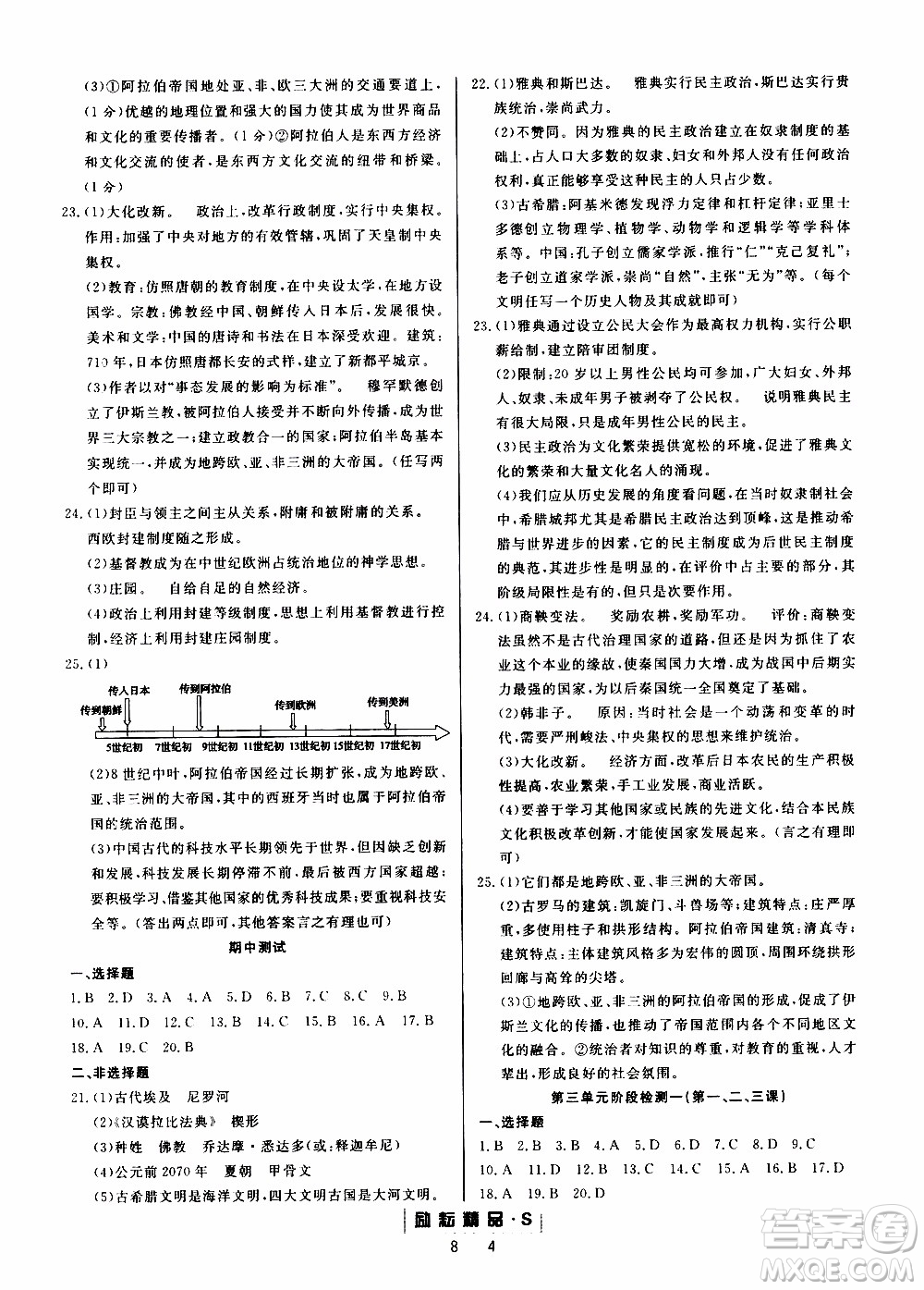 勵(lì)耘書業(yè)2019年勵(lì)耘活頁八年級(jí)上冊(cè)歷史與社會(huì)人教版參考答案