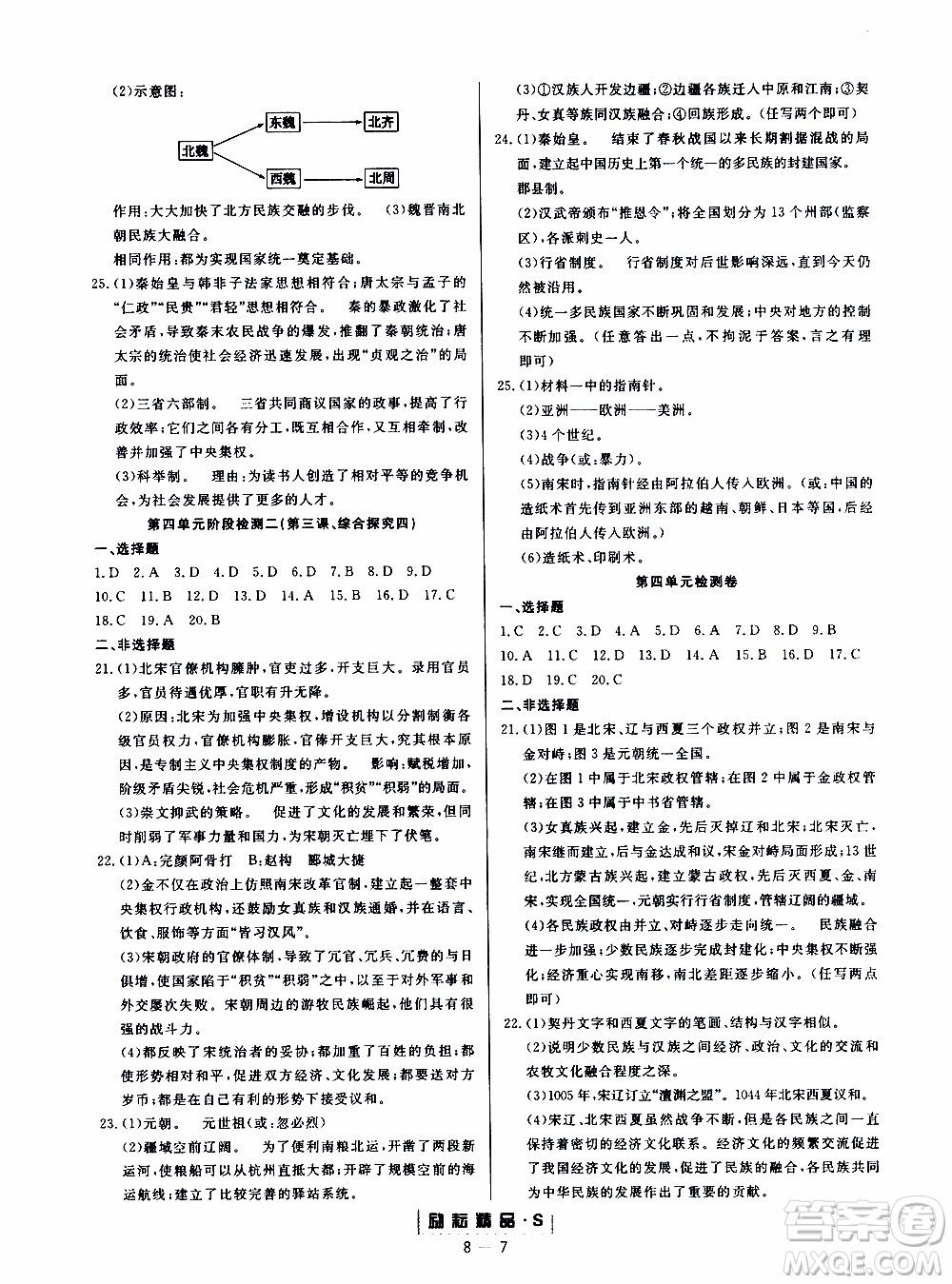 勵(lì)耘書業(yè)2019年勵(lì)耘活頁八年級(jí)上冊(cè)歷史與社會(huì)人教版參考答案