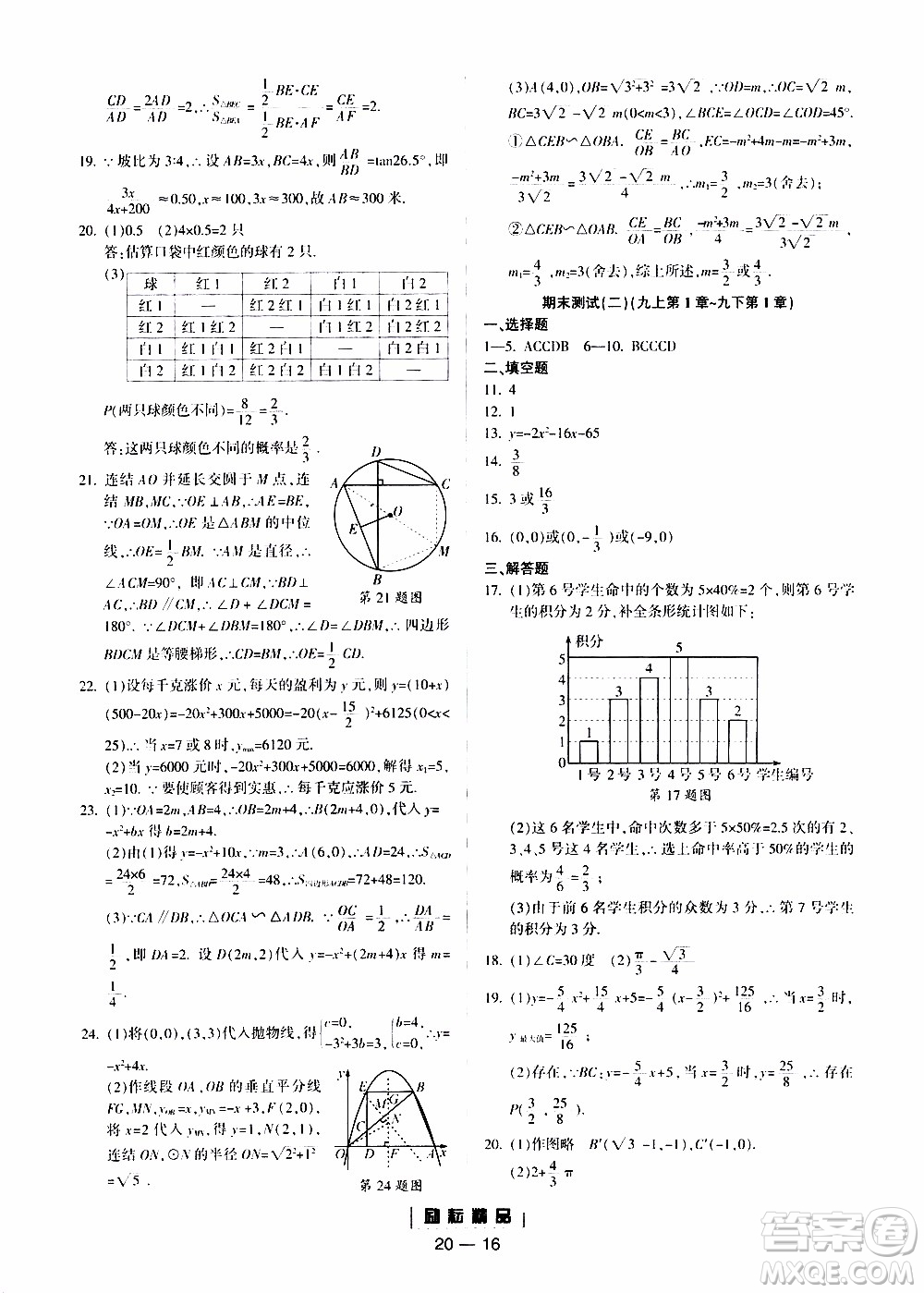 勵(lì)耘書業(yè)2019年勵(lì)耘活頁(yè)九年級(jí)全一冊(cè)數(shù)學(xué)浙教版參考答案