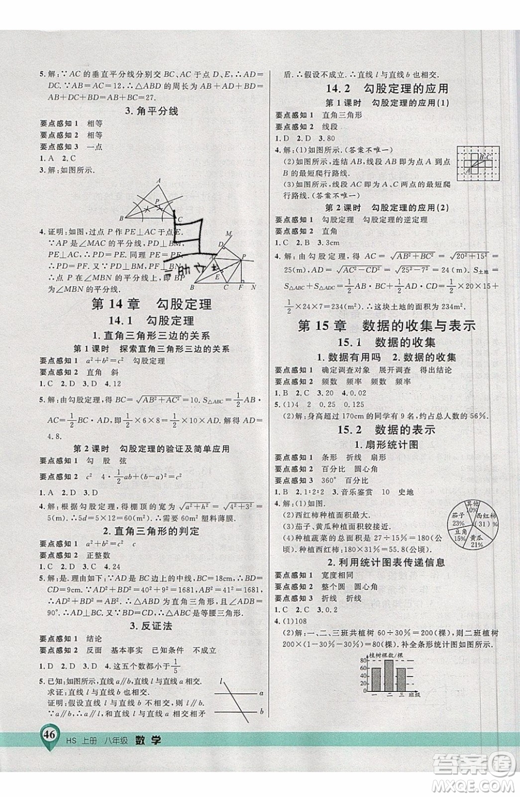 2019品至教育一線課堂數(shù)學(xué)八年級上冊HS華師大版參考答案