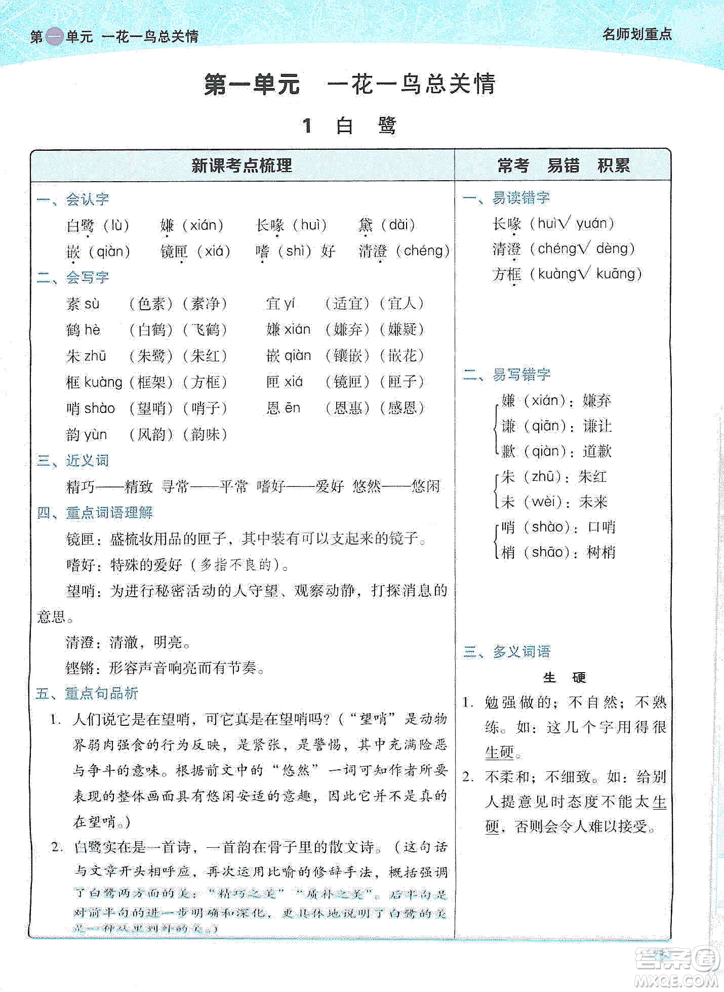 2019典中點(diǎn)名師劃重點(diǎn)五年級(jí)語文上冊(cè)人教版答案