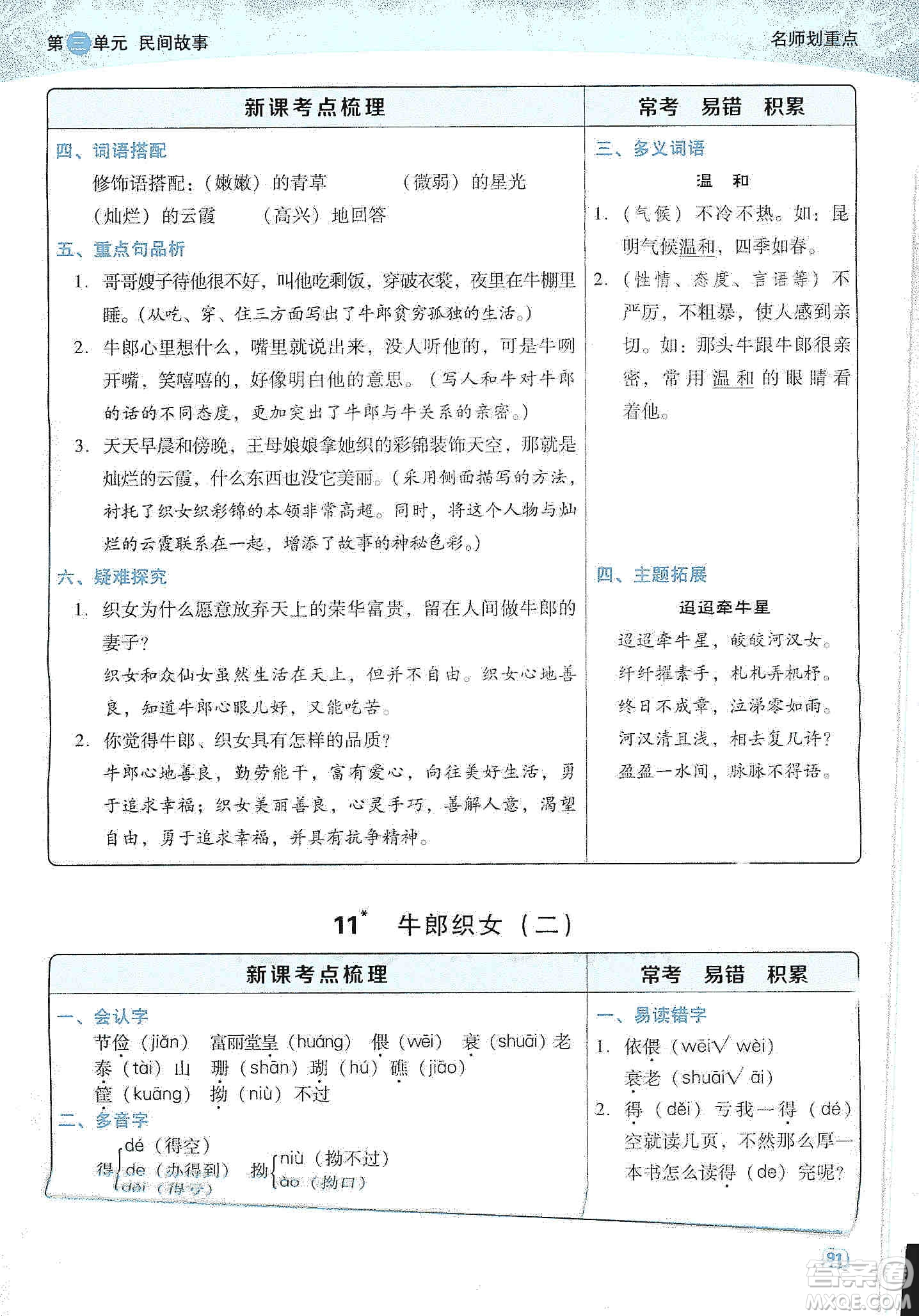 2019典中點(diǎn)名師劃重點(diǎn)五年級(jí)語文上冊(cè)人教版答案