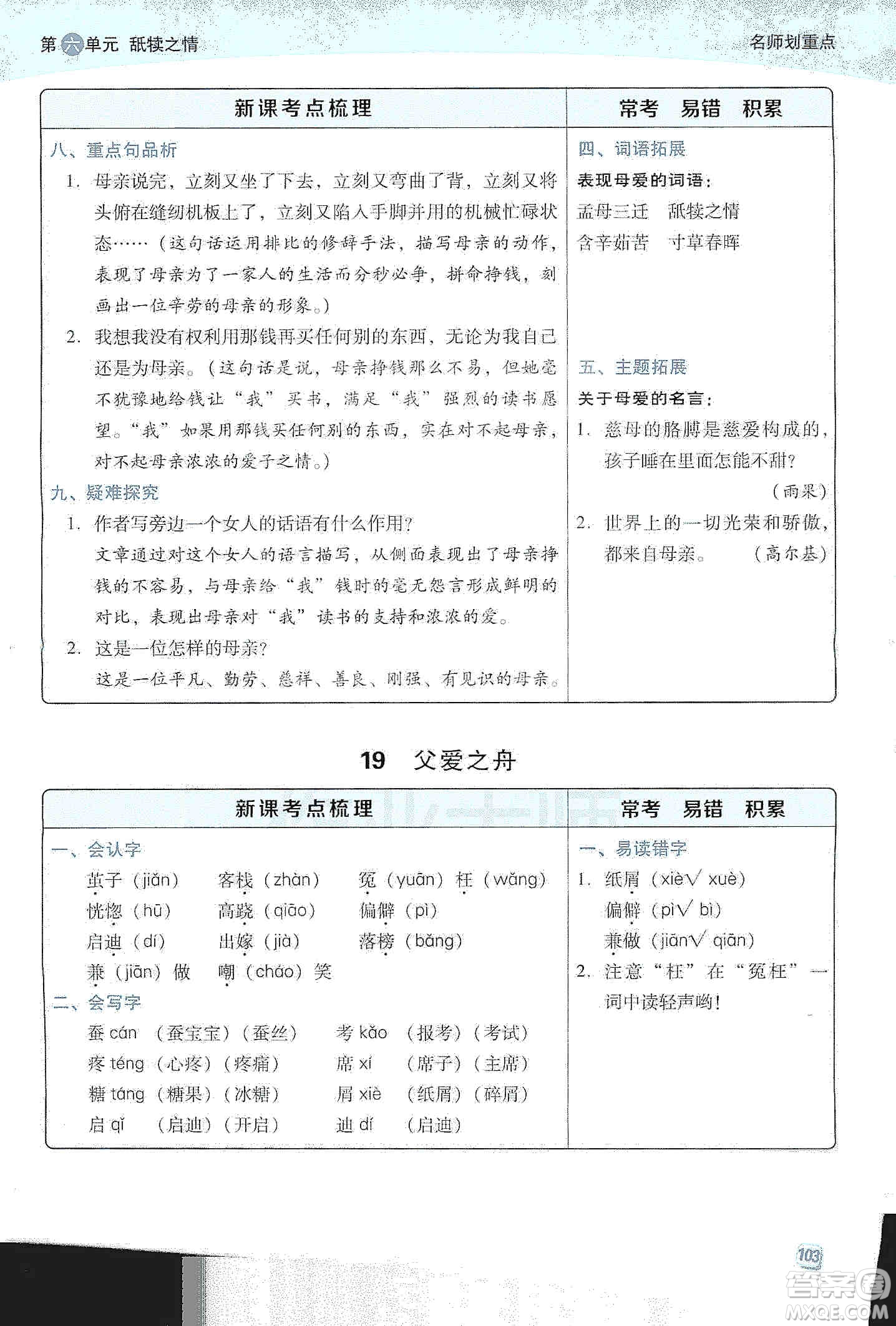 2019典中點(diǎn)名師劃重點(diǎn)五年級(jí)語文上冊(cè)人教版答案