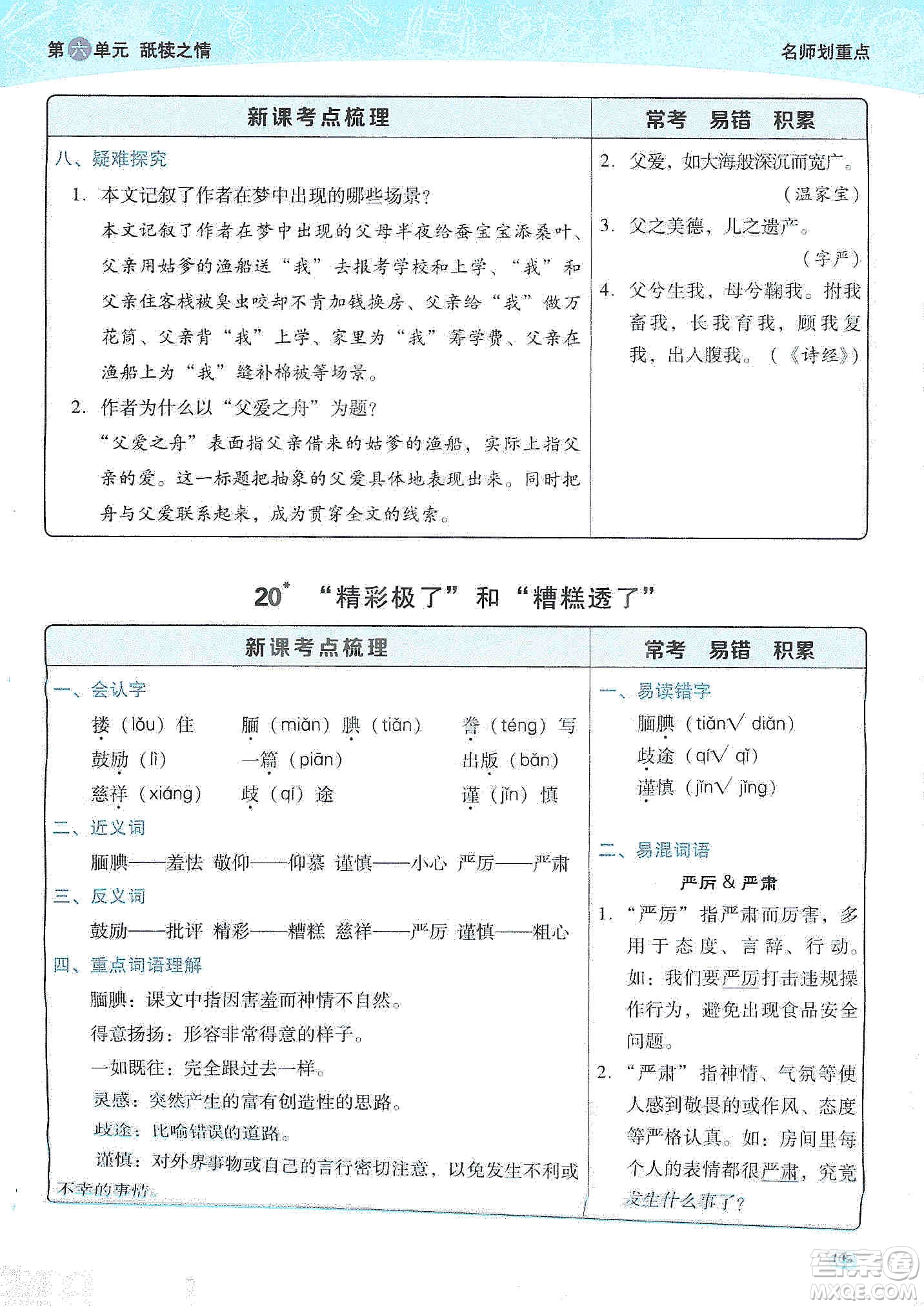 2019典中點(diǎn)名師劃重點(diǎn)五年級(jí)語文上冊(cè)人教版答案