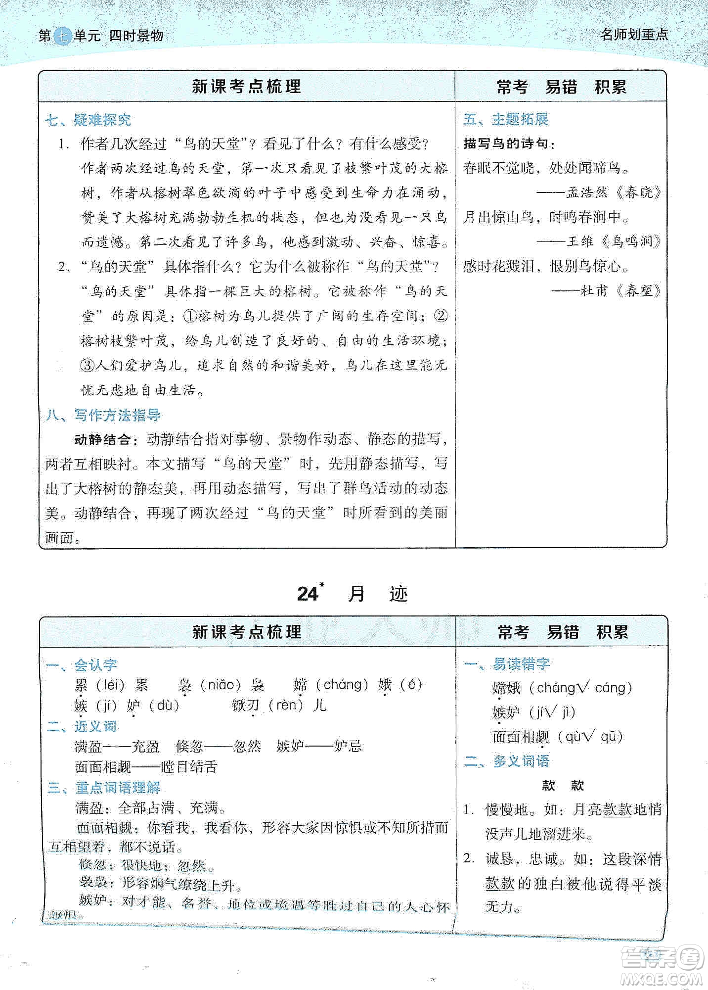 2019典中點(diǎn)名師劃重點(diǎn)五年級(jí)語文上冊(cè)人教版答案