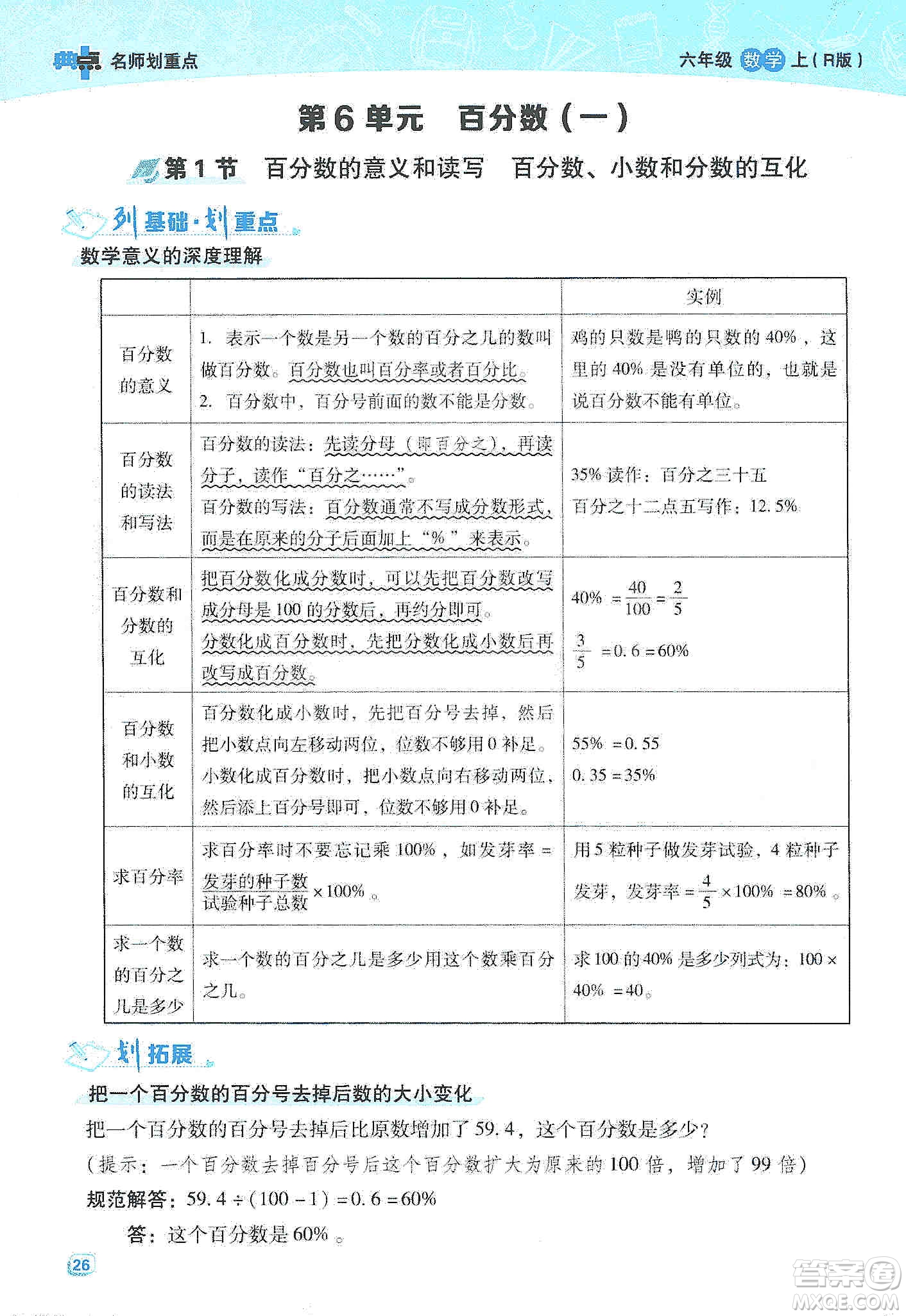 2019典中點(diǎn)名師劃重點(diǎn)六年級數(shù)學(xué)上冊人教版答案