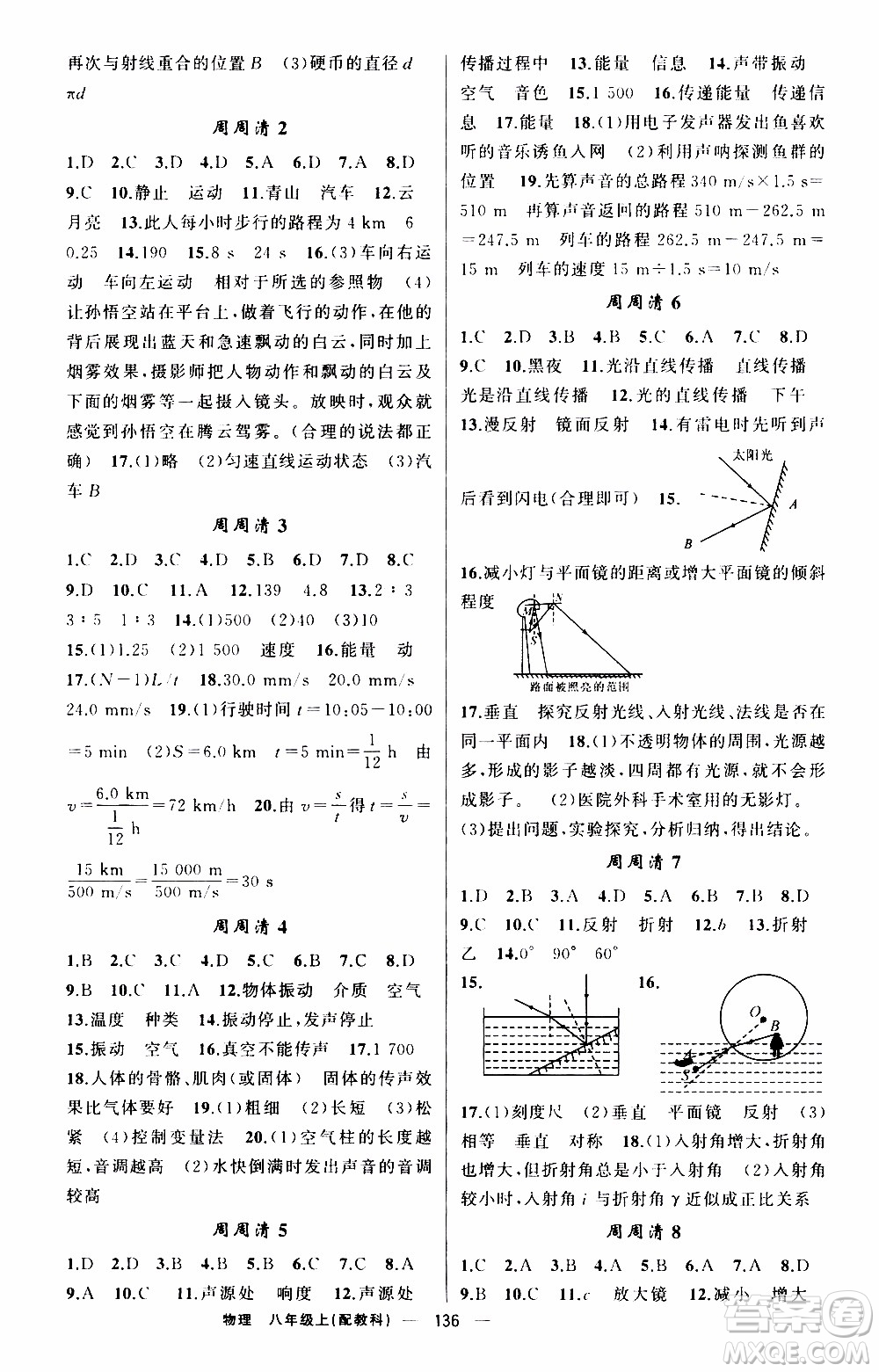 2019年我的書會講課四清導航物理八年級上教科版參考答案