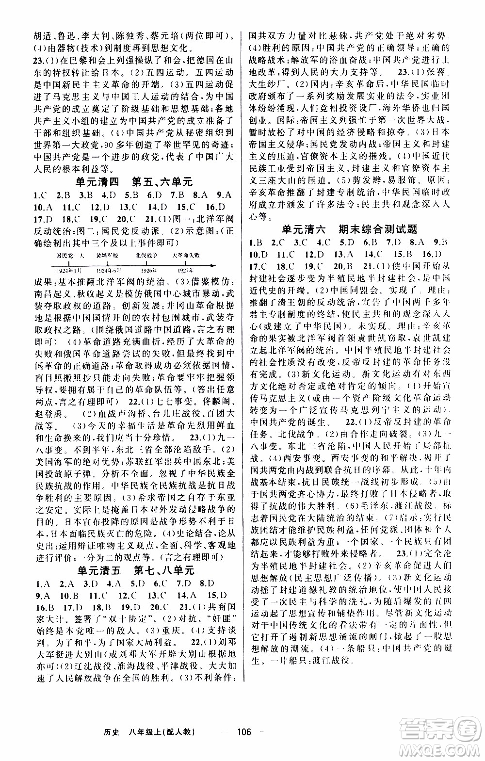 2019年我的書會講課四清導(dǎo)航歷史八年級上人教版參考答案