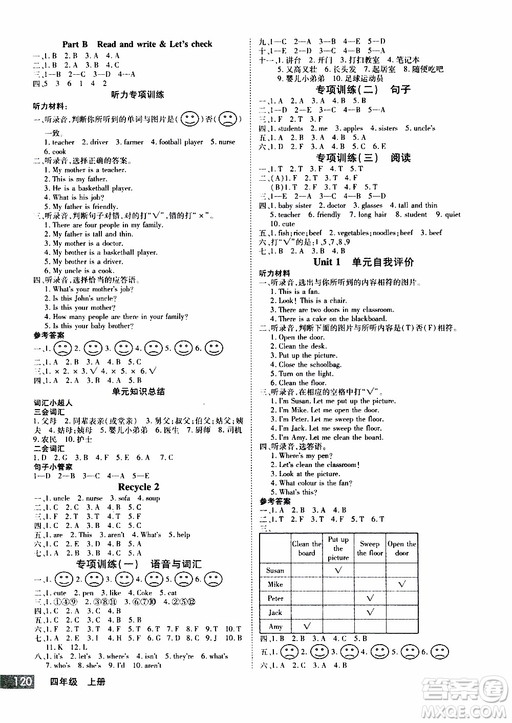 2019年學海樂園英語四年級上冊RJ人教版參考答案