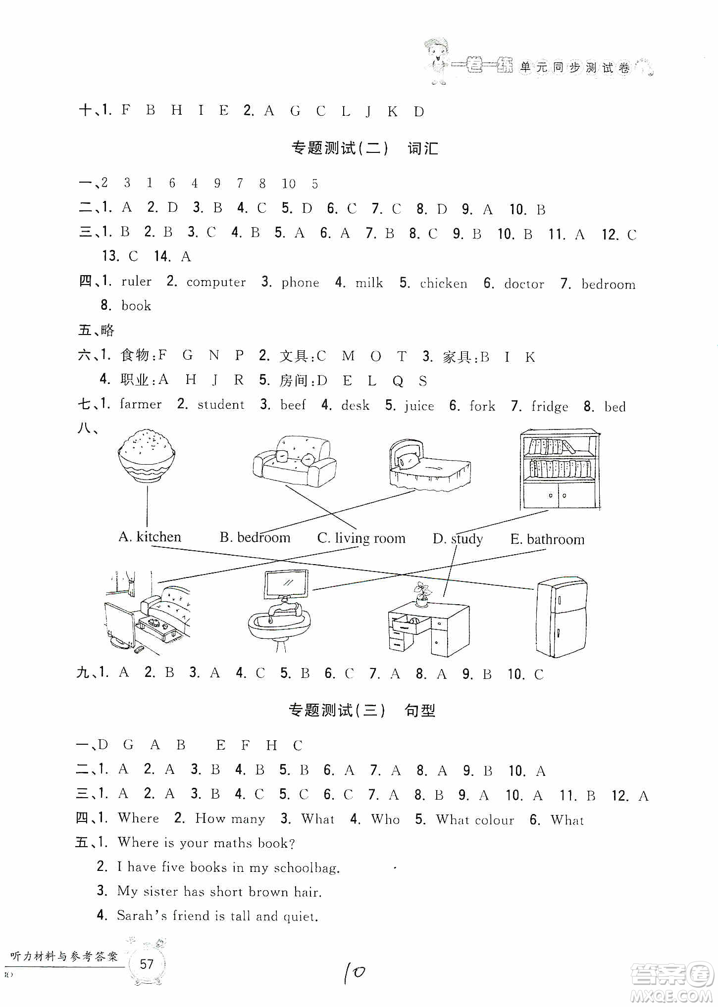 浙江工商大學(xué)出版社2019一卷一練單元同步測(cè)試卷四年級(jí)英語(yǔ)上冊(cè)人教PEP版答案