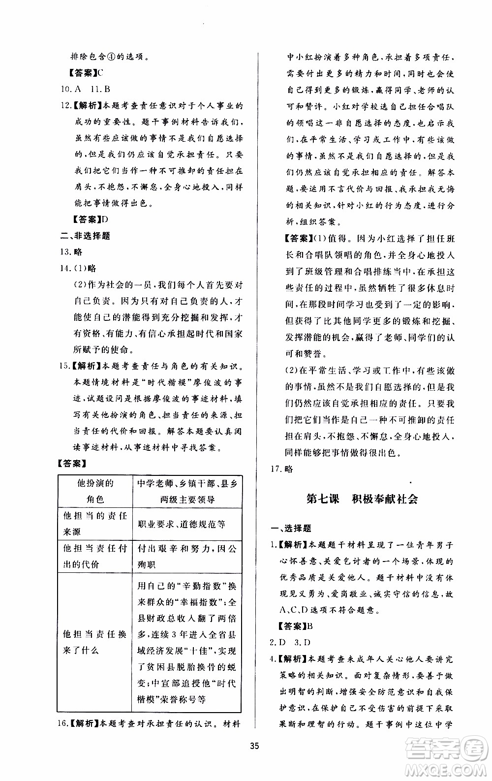 濟南出版社2019年新課程學習與檢測道德與法治八年級上冊參考答案