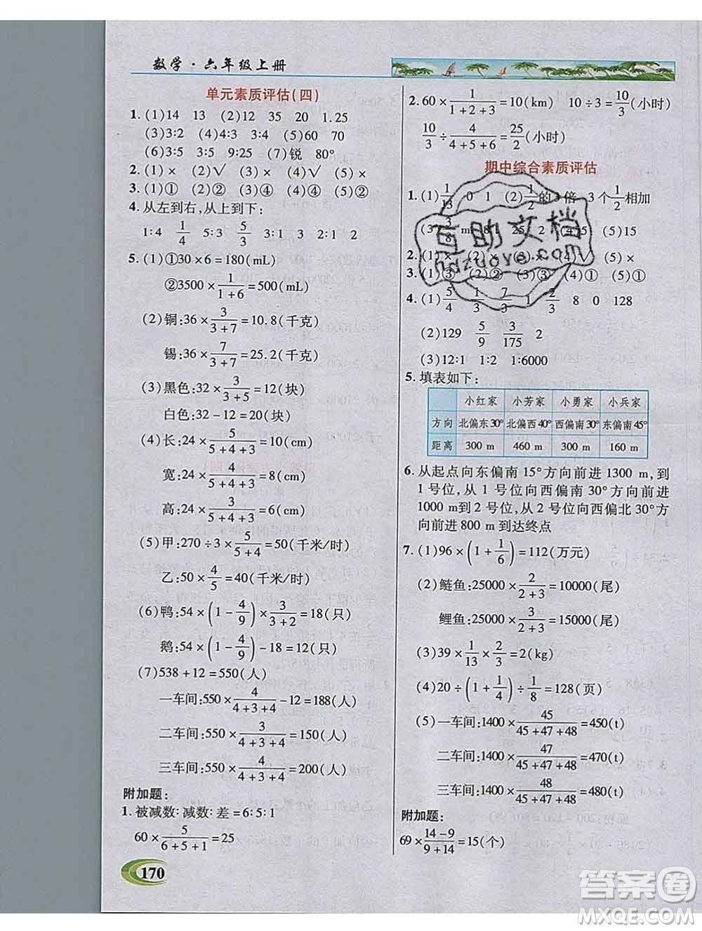 武漢出版社2019年英才教程六年級數(shù)學(xué)上冊人教版答案