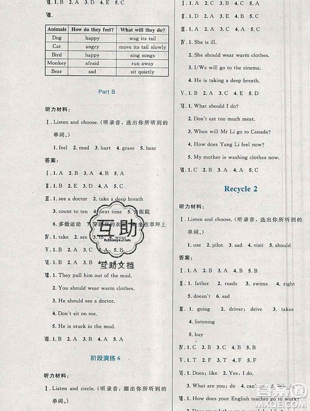 2019年秋新版小學(xué)同步測控優(yōu)化設(shè)計六年級英語上冊人教增強版陜西專版答案