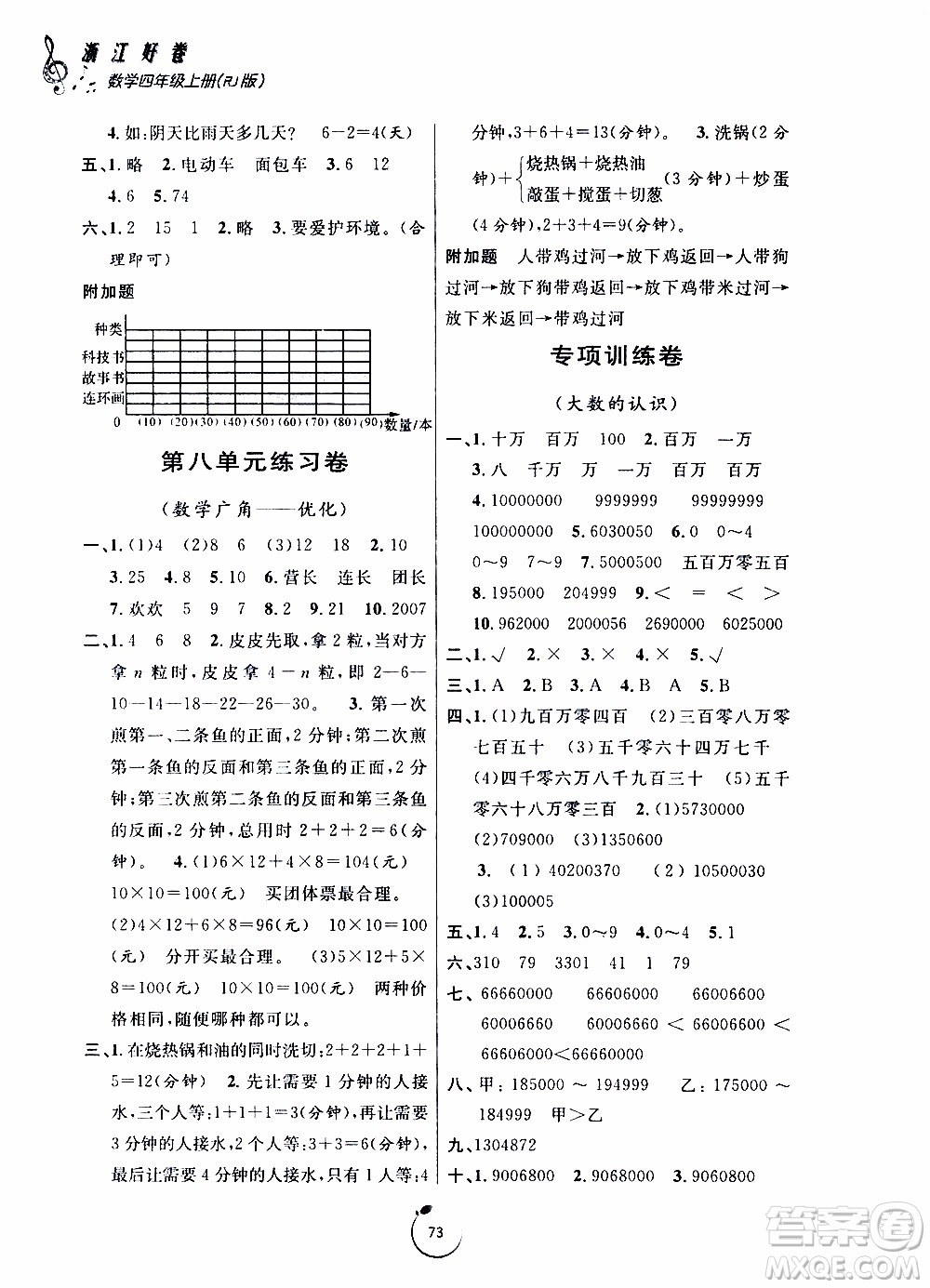 寧波出版社2019年浙江好卷數(shù)學(xué)四年級(jí)上冊(cè)RJ人教版參考答案