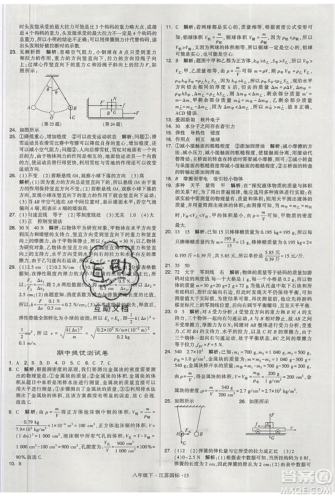 經(jīng)綸學(xué)典2020春學(xué)霸題中題八年級(jí)下冊(cè)物理江蘇國(guó)標(biāo)版答案