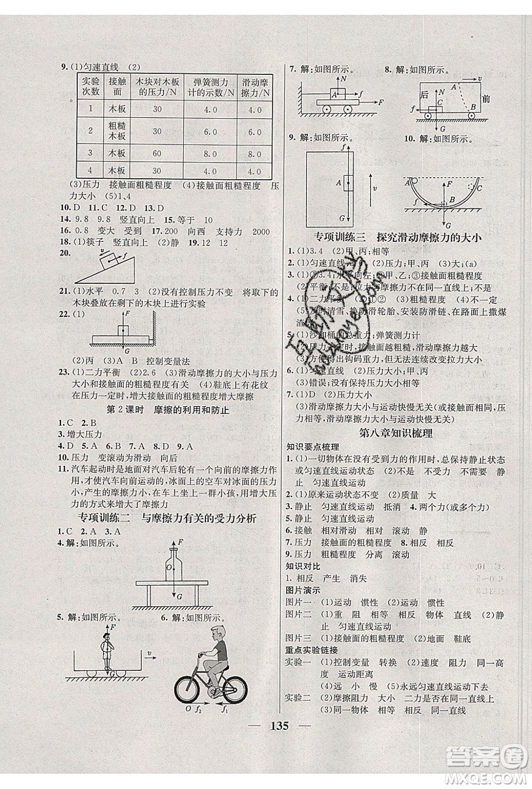 吉林教育出版社2020學(xué)霸刷題王八年級物理下冊人教版答案