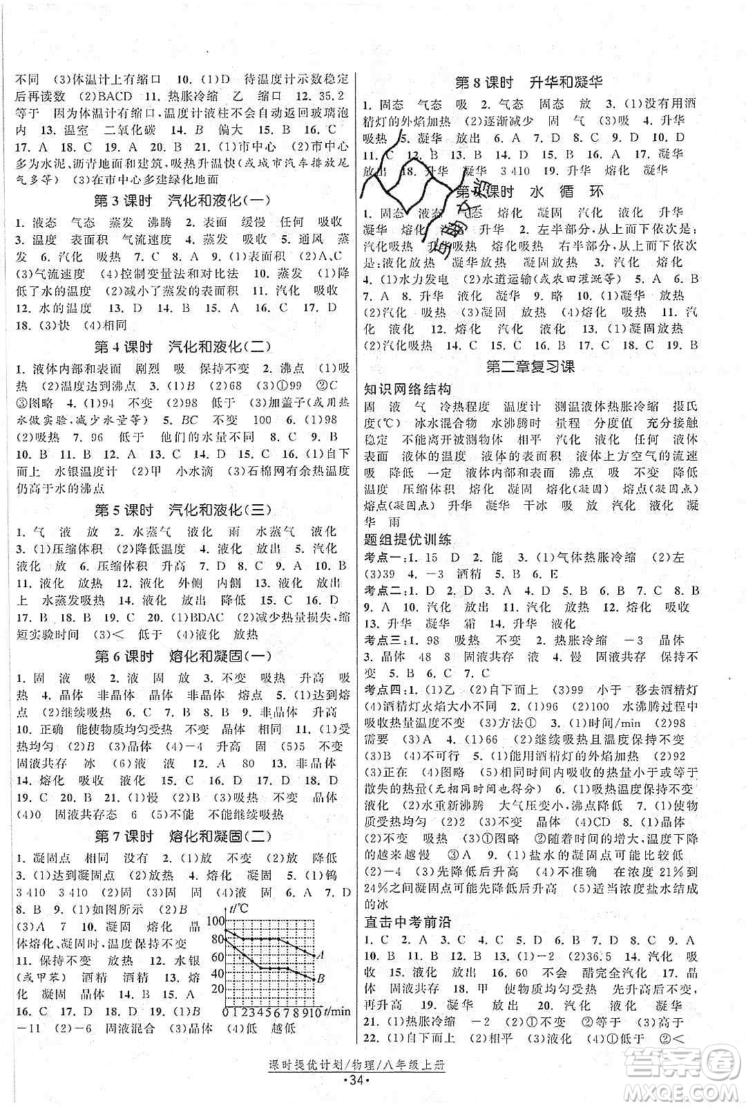 江蘇人民出版社2019課時提優(yōu)計劃作業(yè)本八年級物理上冊國標(biāo)蘇科版答案