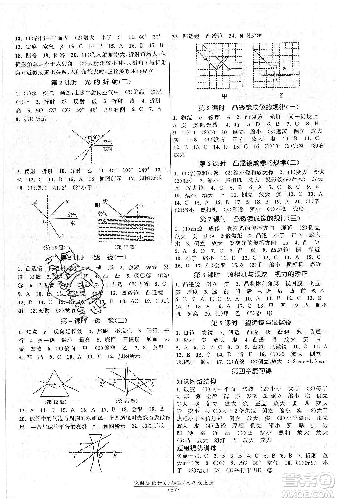 江蘇人民出版社2019課時提優(yōu)計劃作業(yè)本八年級物理上冊國標(biāo)蘇科版答案