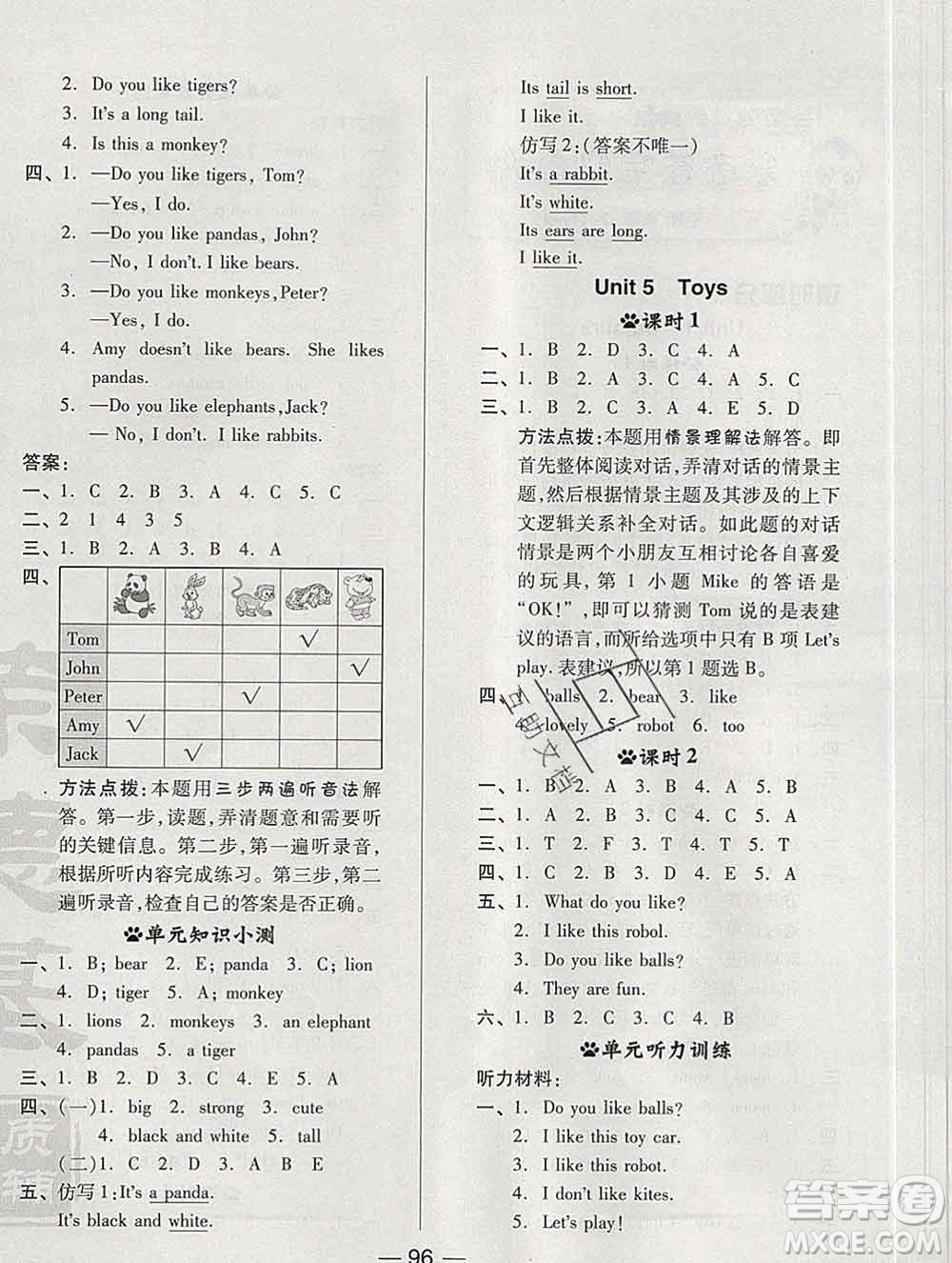 2020綜合應(yīng)用創(chuàng)新題典中點(diǎn)三年級(jí)英語(yǔ)下冊(cè)滬教牛津版答案