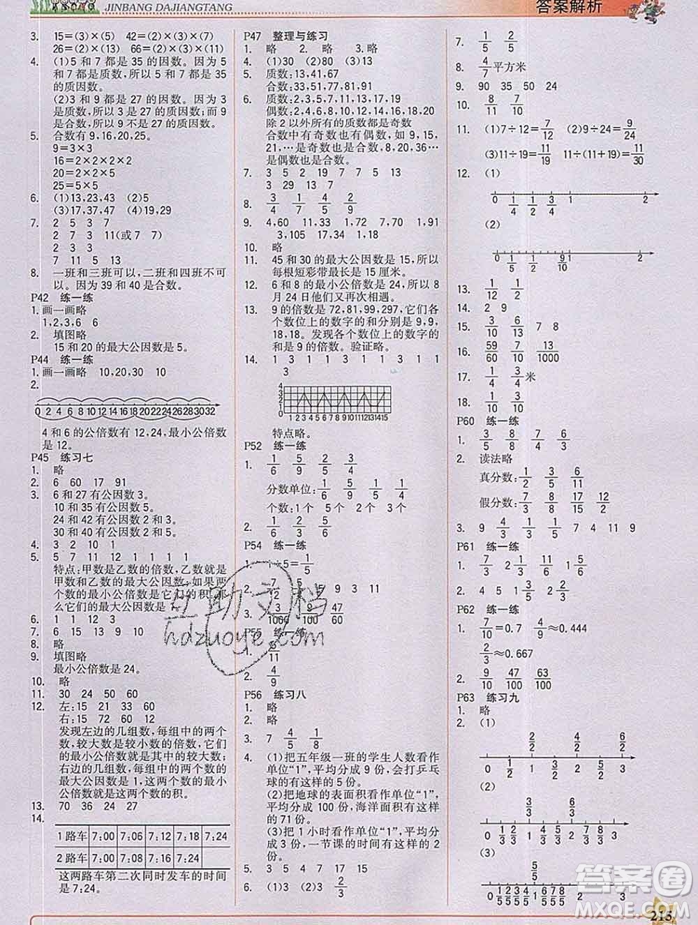 延邊大學(xué)出版社2020新版世紀(jì)金榜金榜大講堂五年級數(shù)學(xué)下冊蘇教版答案