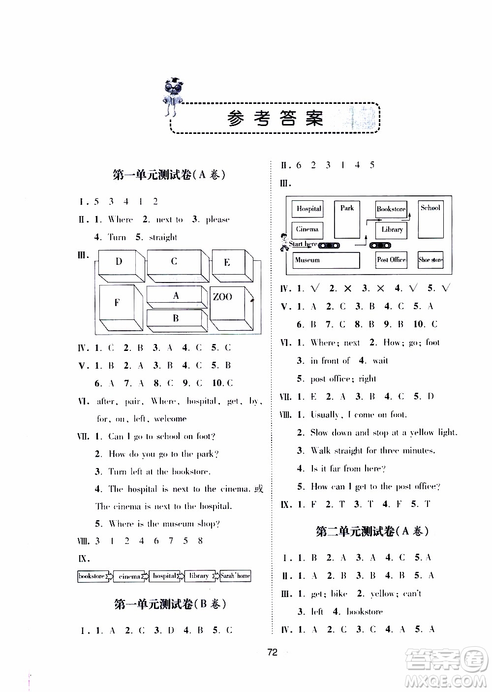 青島出版社2019年隨堂大考卷英語六年級上冊R版參考答案